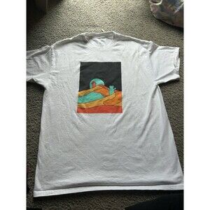 Grizzly Grip Tape T Shirt Graphic White Orange Mint Green Sz Large